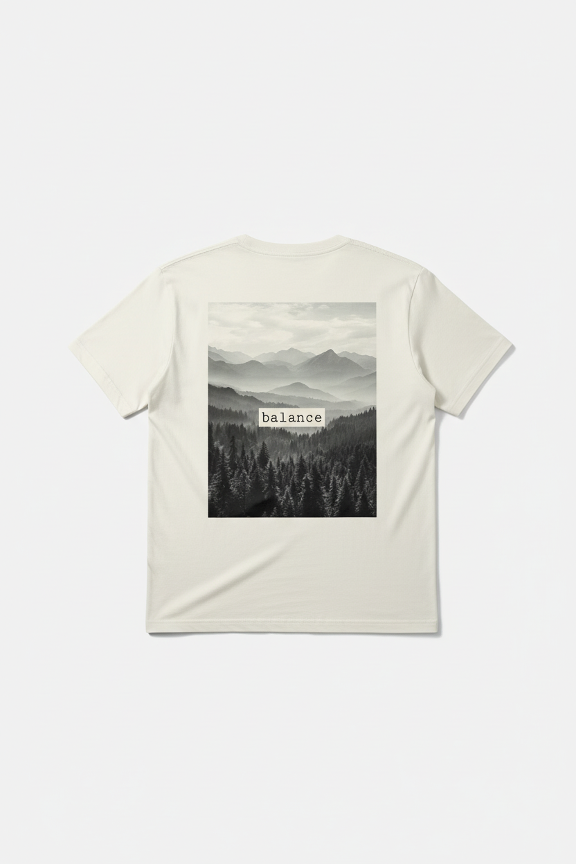 "Balance Mountain Cream" T-shirt